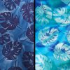 lilly pads leaves blue printed batik cotton