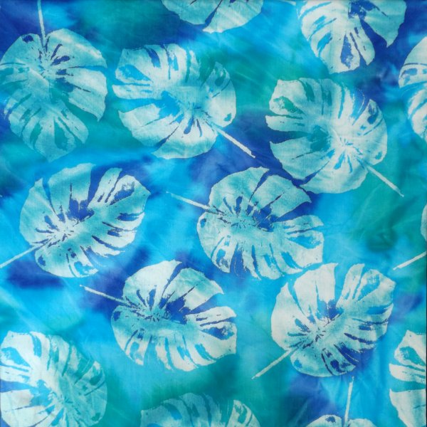 Lilly Pads Leaves Blue Printed Batik Cotton