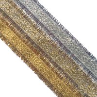 Metallic tinsel edged fringe ribbon