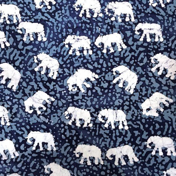 Mini Indian Elephants Batik 100% Cotton Fabric 