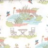 Lily Pad in the Garden kingfisher cotton fabric