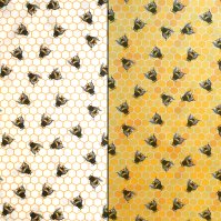 bumble bees on honeycomb cotton fabric