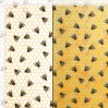 bumble bees on honeycomb cotton fabric - scaled