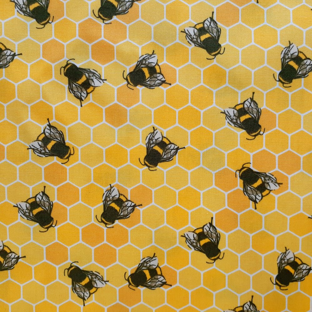 Bumble Bees On Honeycomb Cotton Fabric