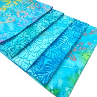 aquamarine batik fabric fat quarter bundle