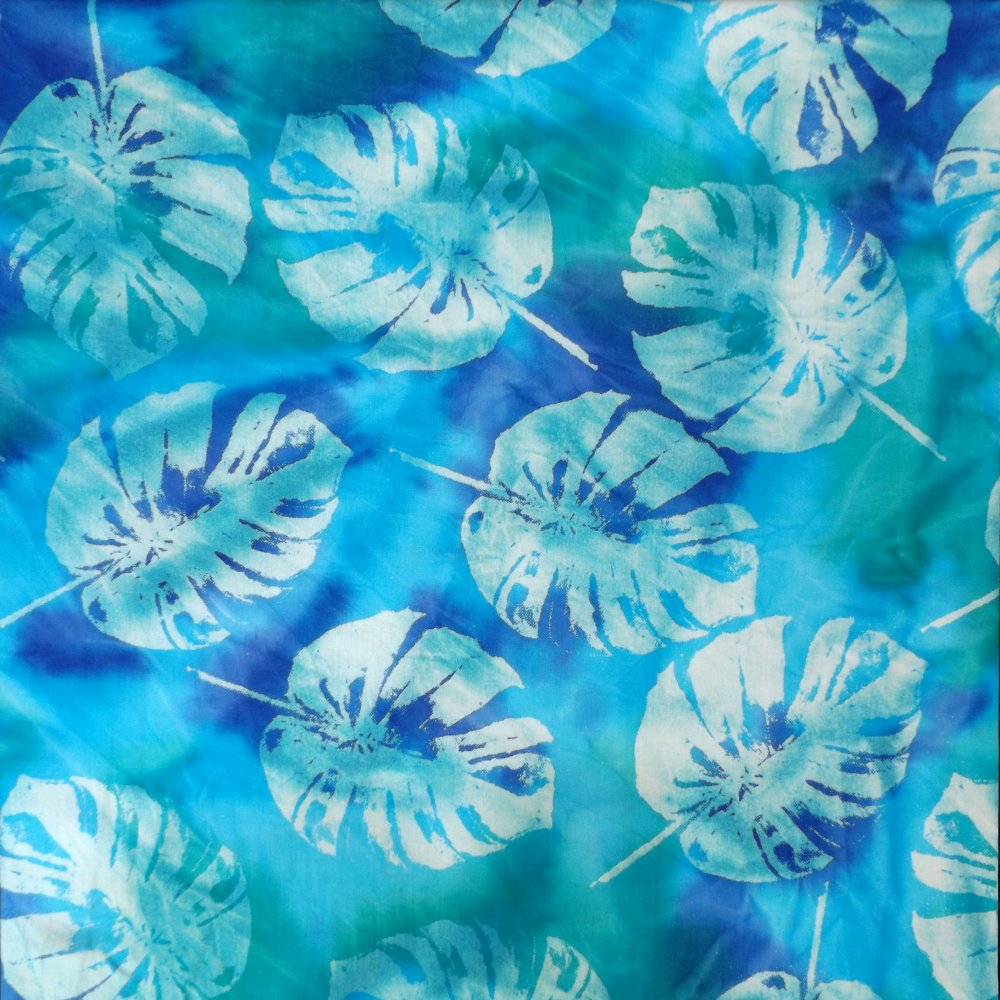 100% Cotton Blue Lilly Pads Leaf Batik Design - Clearance 115cm X 60cm