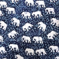 100% Cotton Indian elephants on navy Batik Design - Clearance 115cm x 70cm