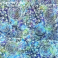 100% Cotton sun burst on navy green Batik Design - Clearance 115cm x 65cm
