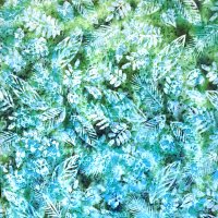 100% Cotton leaves on green Batik Design - Clearance 115cm x 50cm