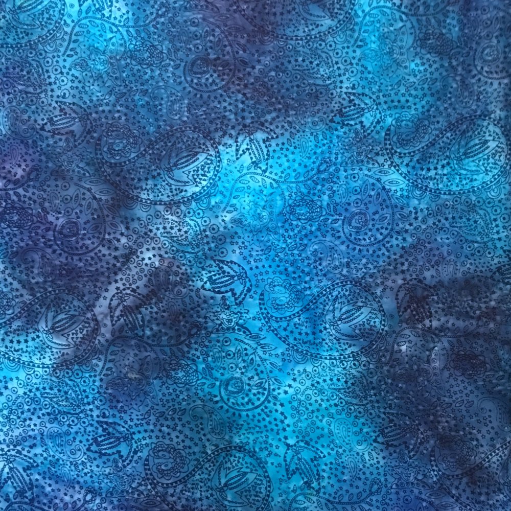 100% Cotton Paisley On Blue Batik Design - Clearance 115cm X 55cm