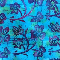 100% Cotton turquoise blue Batik Design - Clearance 115cm x 50cm