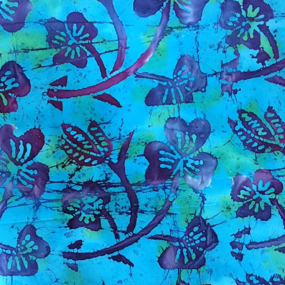 100% Cotton Turquoise Blue Batik Design - Clearance 115cm X 75cm