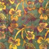 100% Cotton gold floral on green Batik Design - Clearance 115cm x 60cm