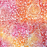 100% Cotton sunburst on orange Batik Design - Clearance 56cm x 50cm