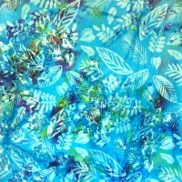 100% Cotton leaves on turquoise Batik Design - Clearance 56cm x 50cm