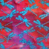 100% Cotton Dragonflies On Red Batik Design - Clearance 58cm x 50cm