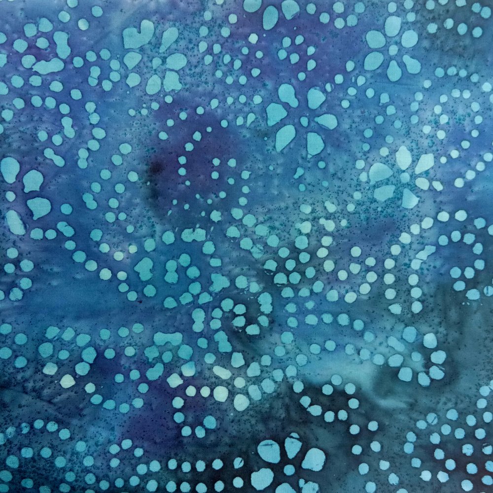 100% Cotton Blue Swirls On Blue Batik Design - Clearance 60cm X 50cm