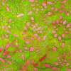 100% Cotton pink floral on green Batik Design - Clearance 120cm x 28cm
