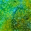100% Cotton leaves on green Batik Design - Clearance 125cm x 22cm