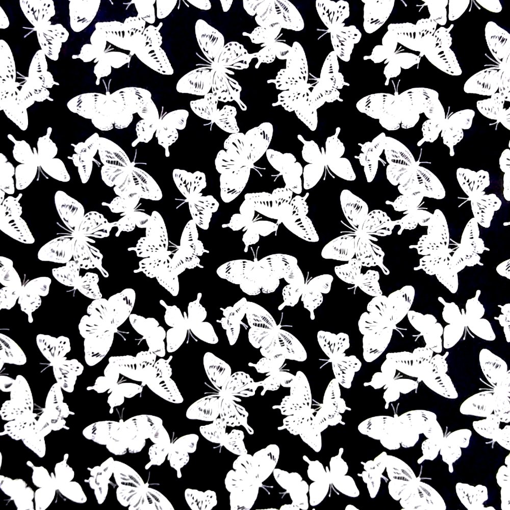 100% Cotton Poplin White Butterflies Design - Clearance 110cm X 42cm