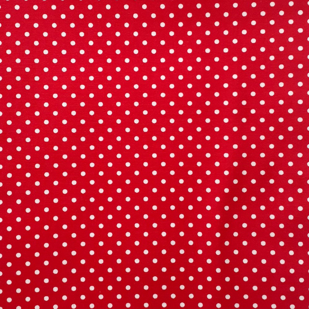 100% Cotton Poplin Polka Dots On Red Design - Clearance 55cm X 50cm