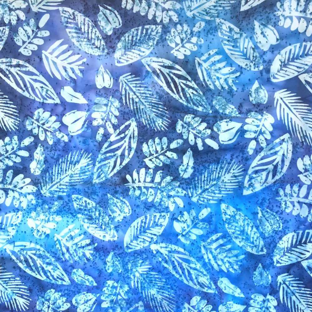 100% Cotton Blue / Turquoise Leaves Batik Design - Clearance 112cm X 100cm