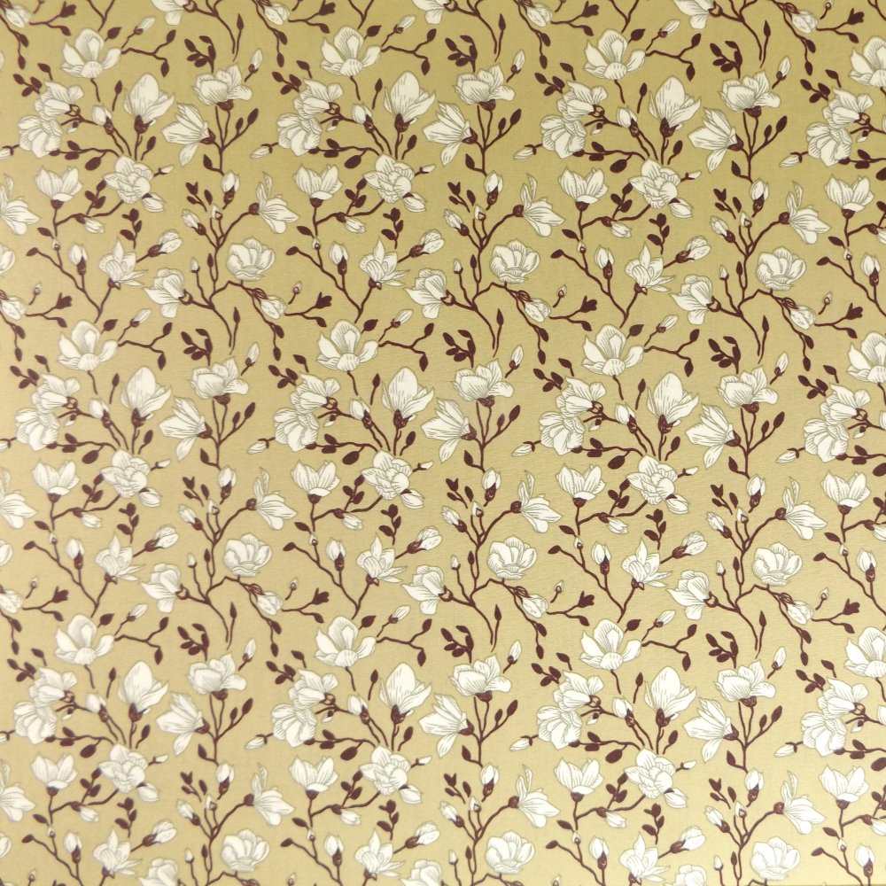 100% Cotton Poplin Brown / Beige Floral Design - Clearance 112cm X 100cm