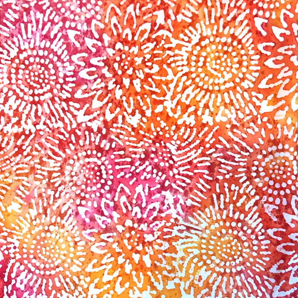100% Cotton Orange Fire Batik Design - Clearance 115cm X 70cm