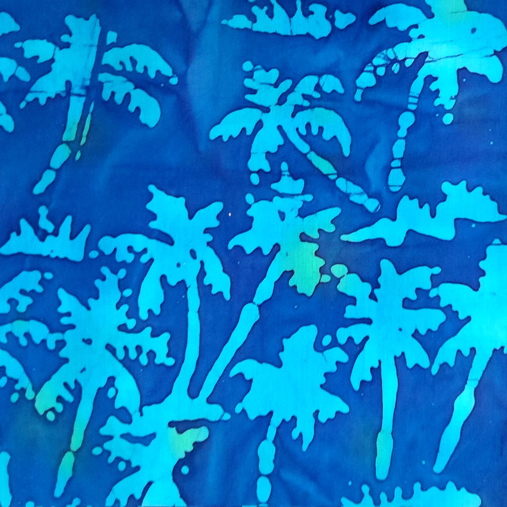 100% Cotton Blue Palm Trees Batik Design - Clearance 120cm X 35cm