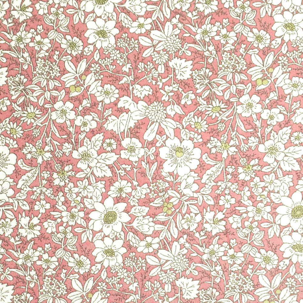 100% Cotton Poplin Vintage Floral Pink Design - Clearance 112cm X 45cm